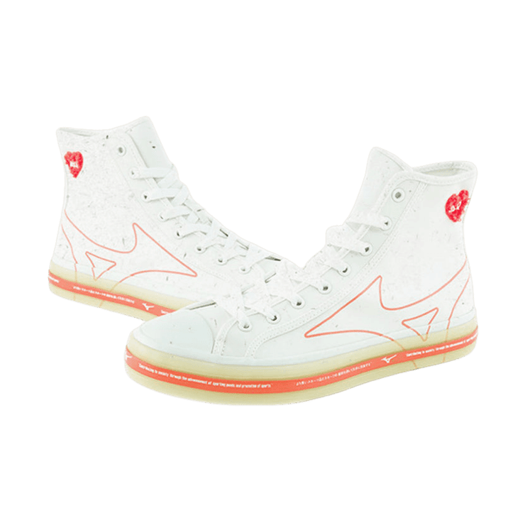 Mizuno Courts Msq High-Top Sneakers White Orange Angle 1