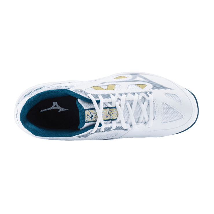 Mizuno Gate Sky Wide White Turquoise Angle 1