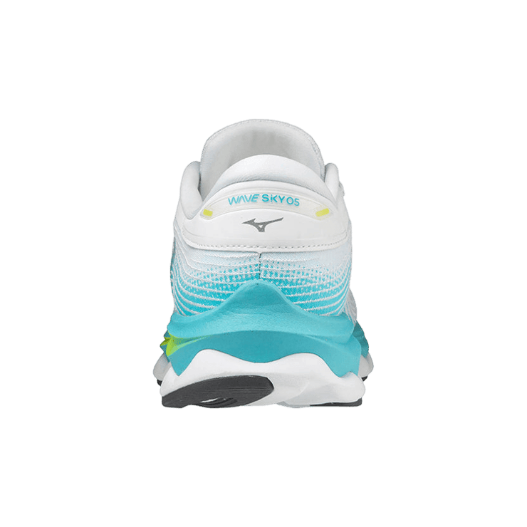 Mizuno Wave Sky 5 White Blue Curacao (W) Angle 1