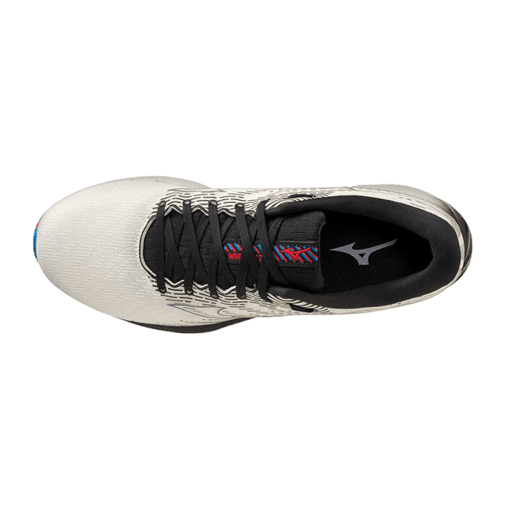 Mizuno Wave Rider 26 2E Wide White Black Angle 0