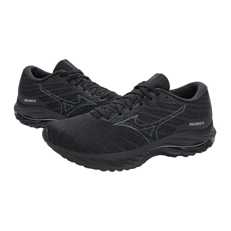 Mizuno Wave Rider 26 Black Dark Gray Dark Blue Angle 0