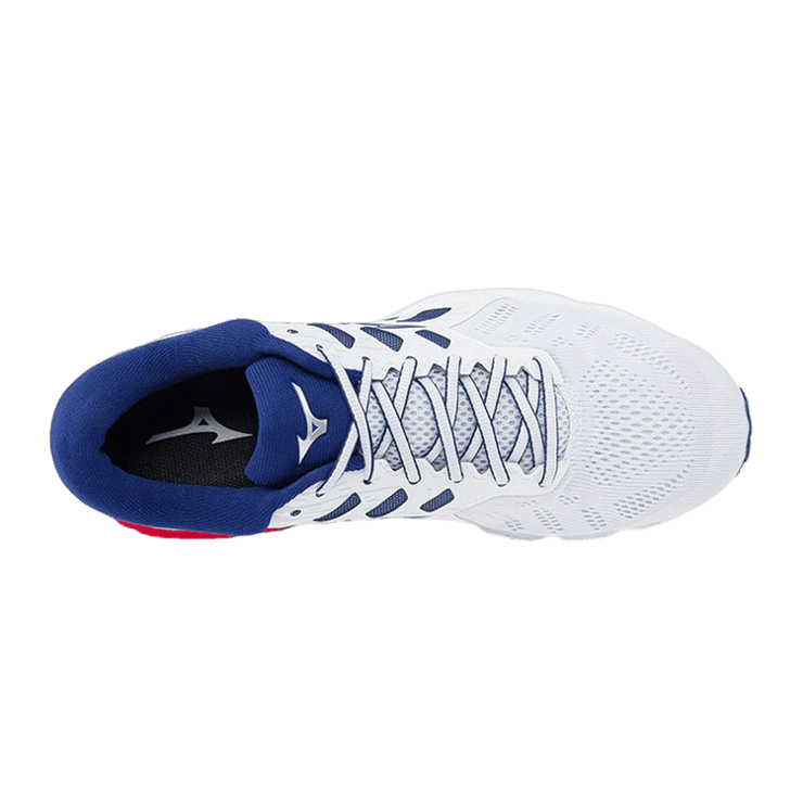 Mizuno Wave Ultima12 White Blue Red Angle 0