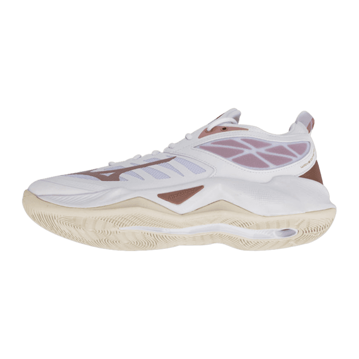 Mizuno Wave Dimension White Rose Gold (W) Angle 2