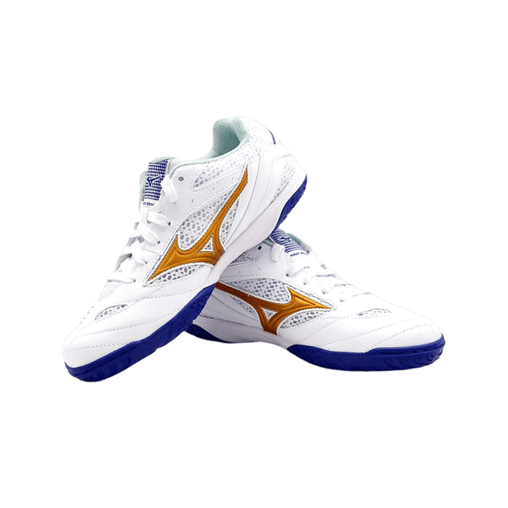 Mizuno Wave Drive 8 White Gold Blue Angle 0