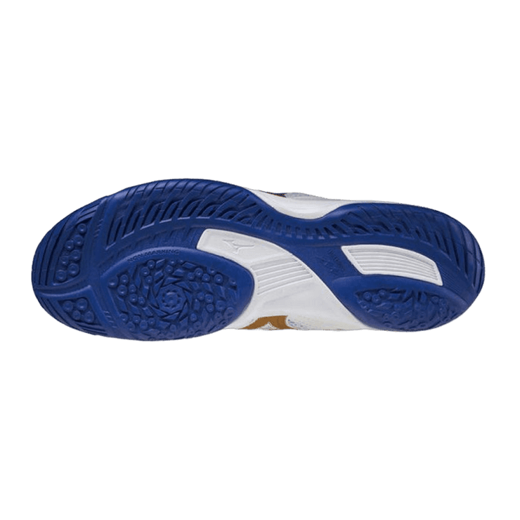 Mizuno Wave Drive 8 White Gold Blue Angle 1