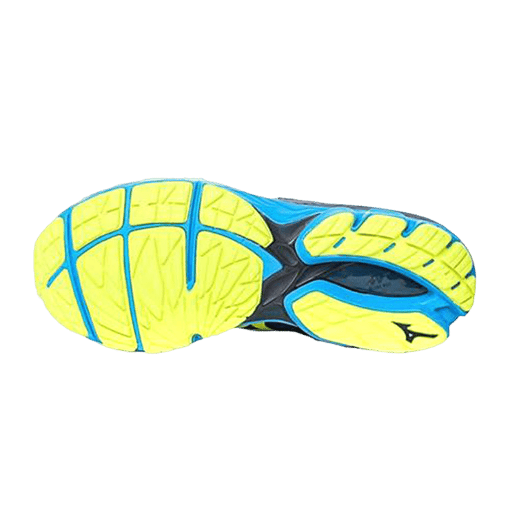 Mizuno Wave Rider 22 Low Tops Wear-resistant Black Blue Yellow Angle 3