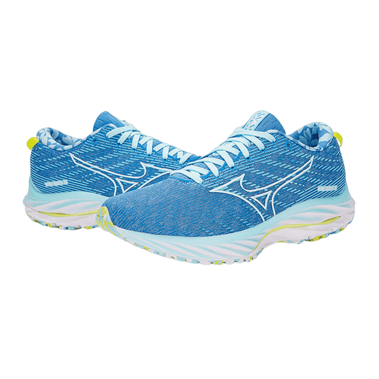 Mizuno Wave Rider 26 Sky Blue White Grey Green (W) Angle 1