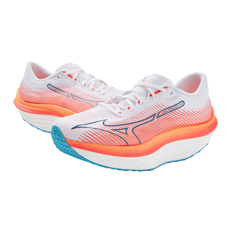Mizuno Wave Rebellion Pro White Orange Angle 1