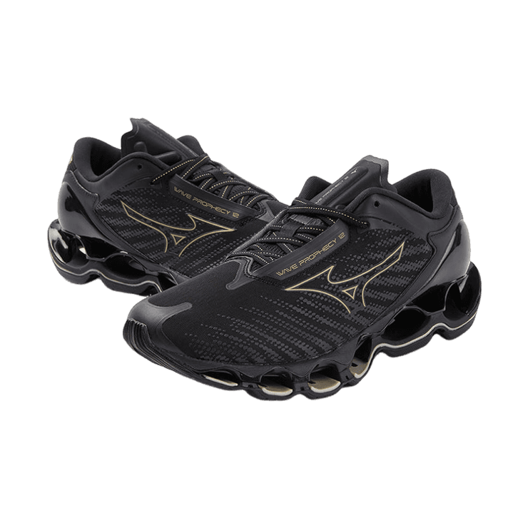 Mizuno Wave Prophecy 12 Black Gold Angle 1