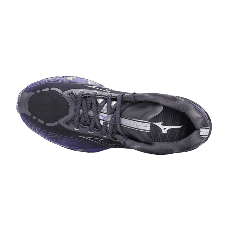 Mizuno Wave Prophecy X 10 Black Silver Purple Angle 0