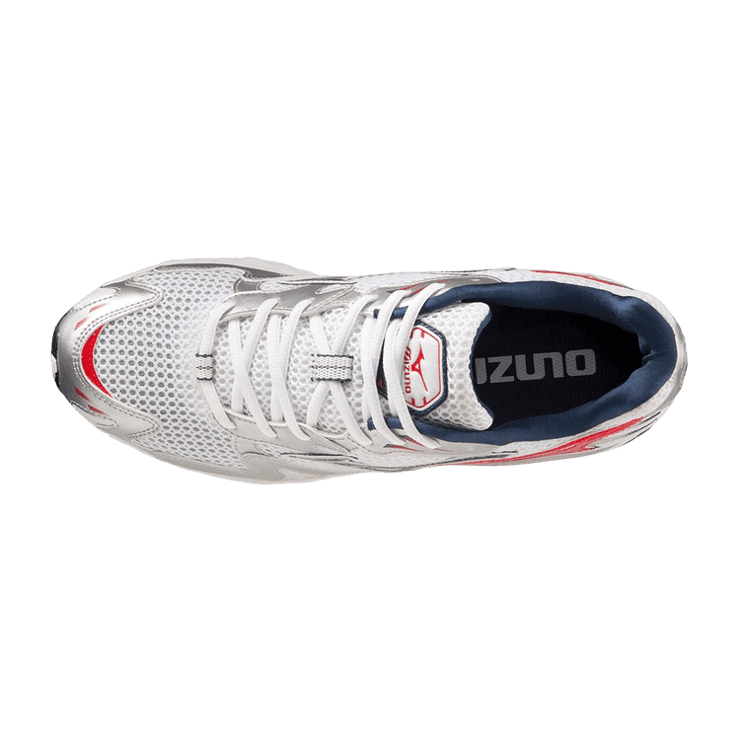 Mizuno Wave Rider 10 Sneakers White Silver Red Angle 0