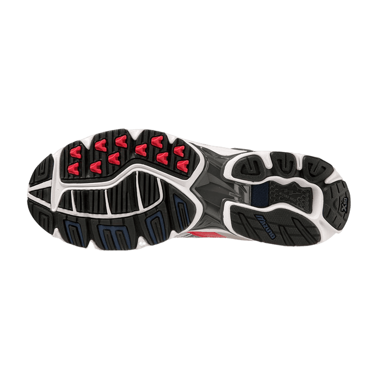 Mizuno Wave Rider 10 Sneakers White Silver Red Angle 2