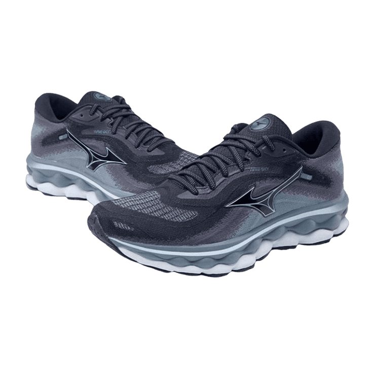 Mizuno Wave Sky 7 Black Grey Angle 1