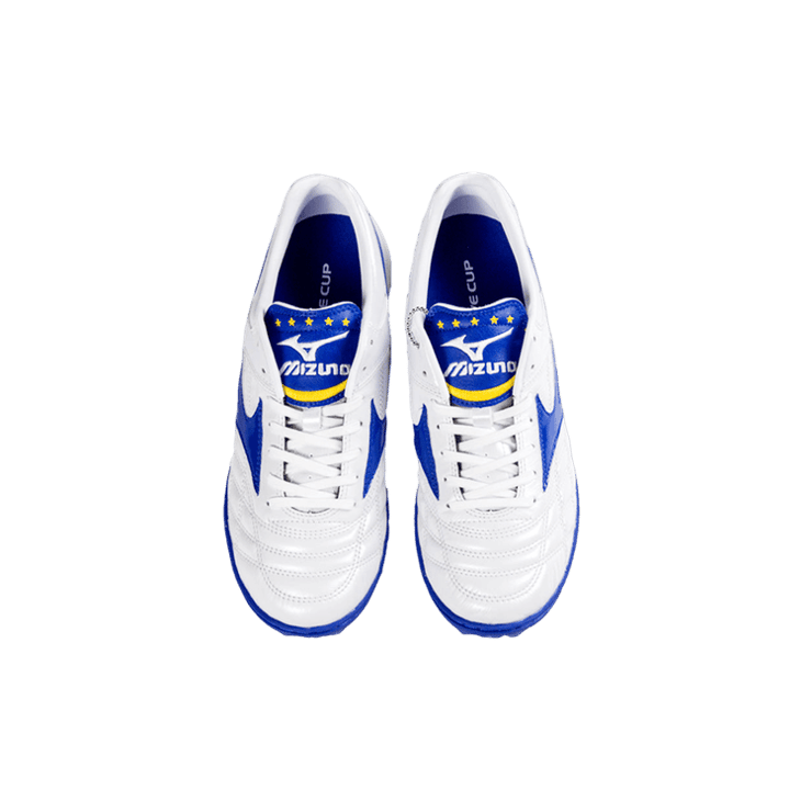 Mizuno Wave Cup Legend AS White Blue Angle 2