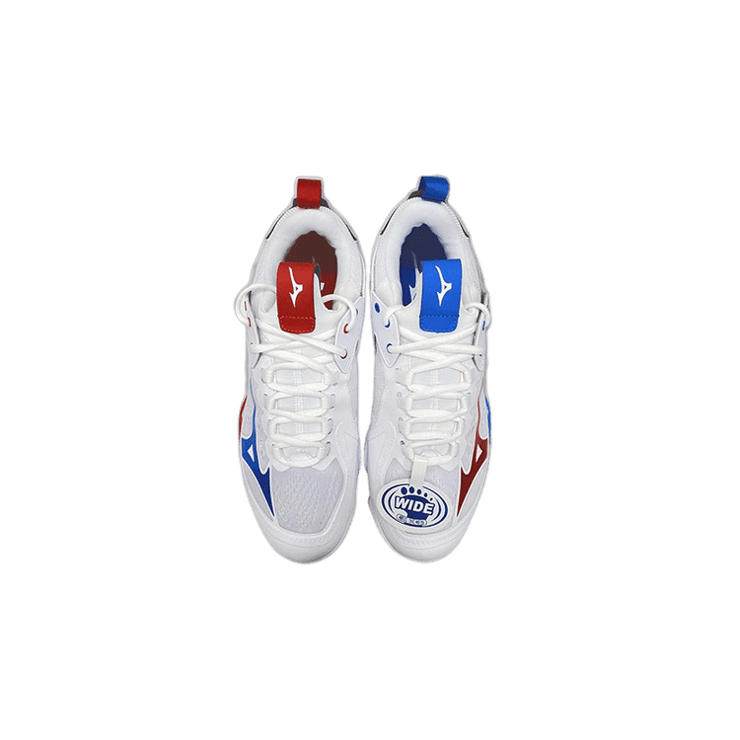 Mizuno Wave Claw Neo White Blue Red Angle 0