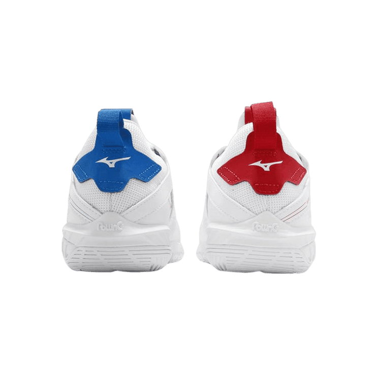 Mizuno Wave Claw Neo White Blue Red Angle 1