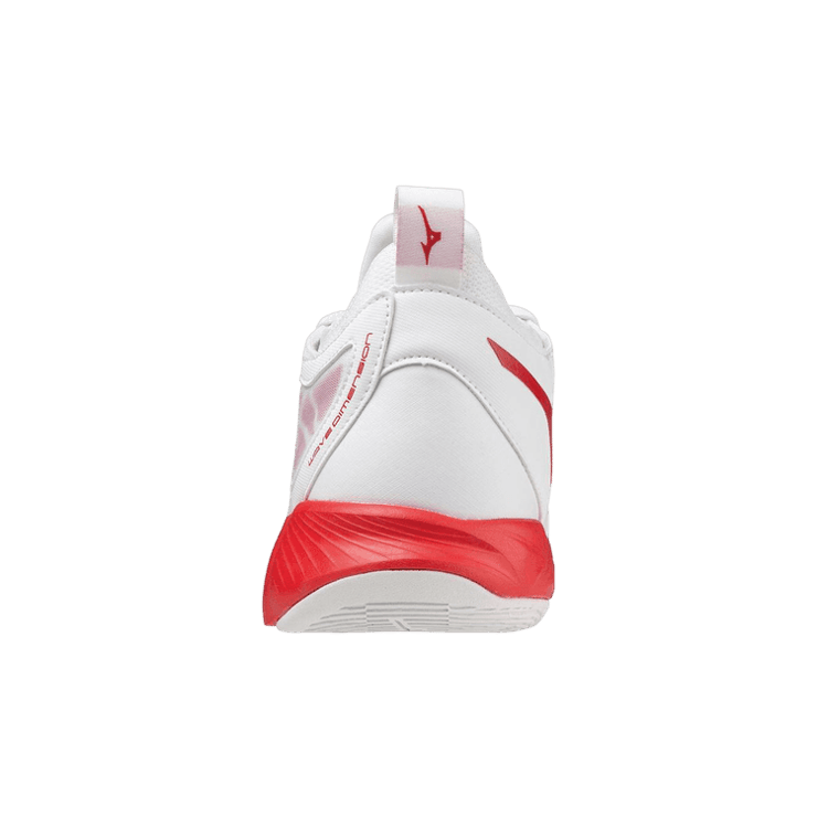 Mizuno Wave Dimension White Red Angle 0