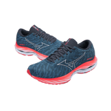 Mizuno Wave Rider 26 Navy Teal Bright Orange Angle 1