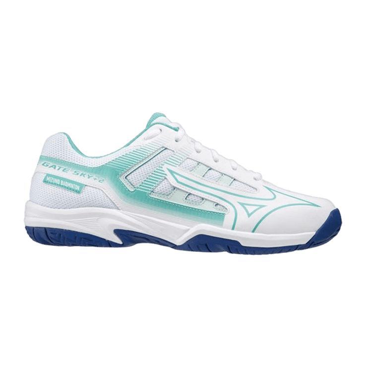 Mizuno Gate Sky Plus II White Teal Navy Angle 0