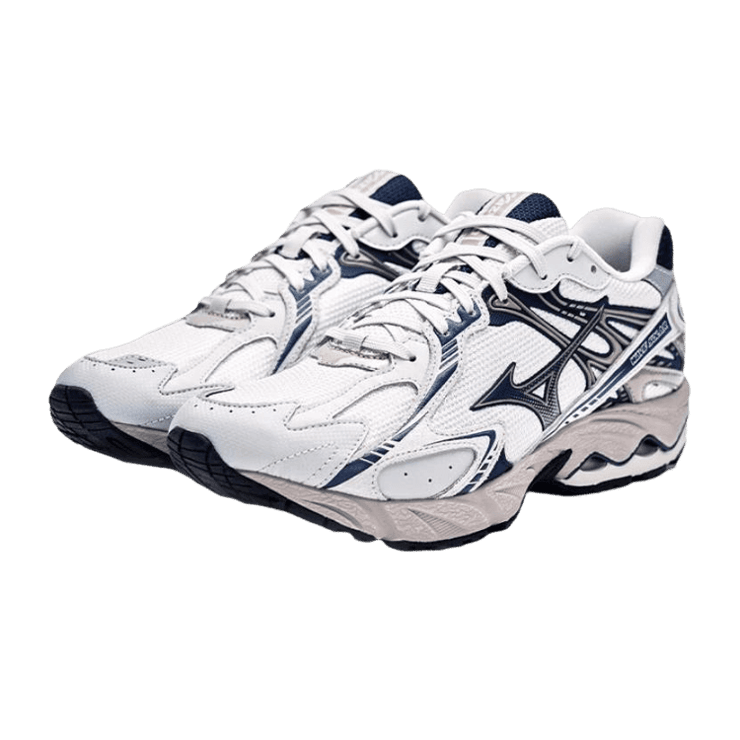 Mizuno Wave Solar V2 Beige Navy Angle 1