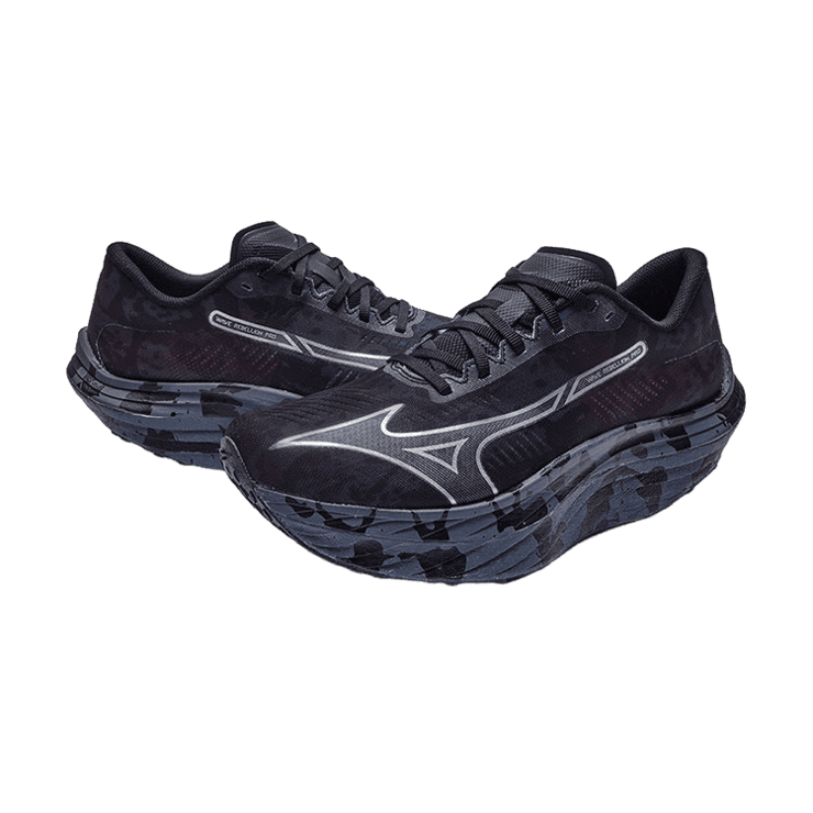 Mizuno Wave Rebellion Pro Black Grey Red Angle 1