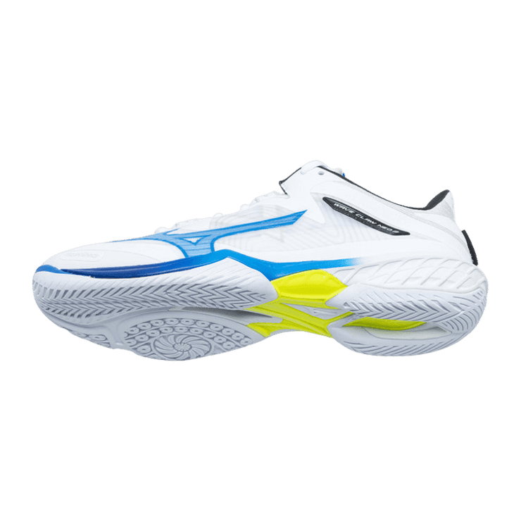 Mizuno Wave Claw Neo 2 White Blue Yellow Angle 2