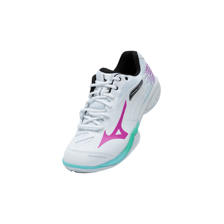 Mizuno Wave Claw White Green Purple Angle 0