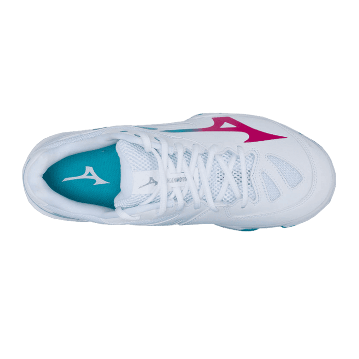Mizuno Wave Claw II White Sky Blue Pink Angle 1