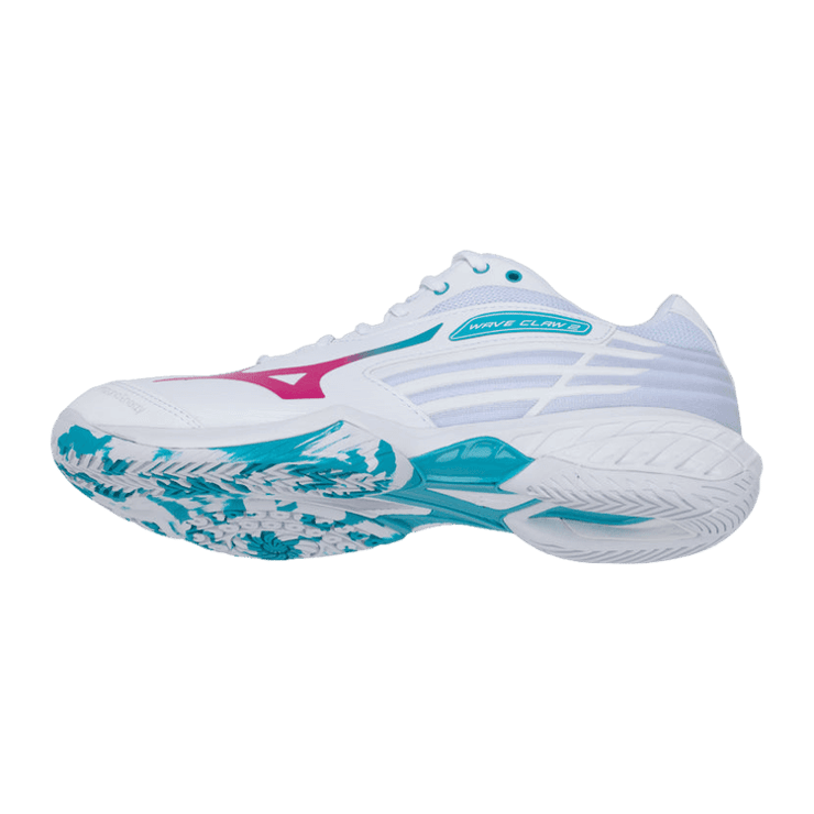 Mizuno Wave Claw II White Sky Blue Pink Angle 2