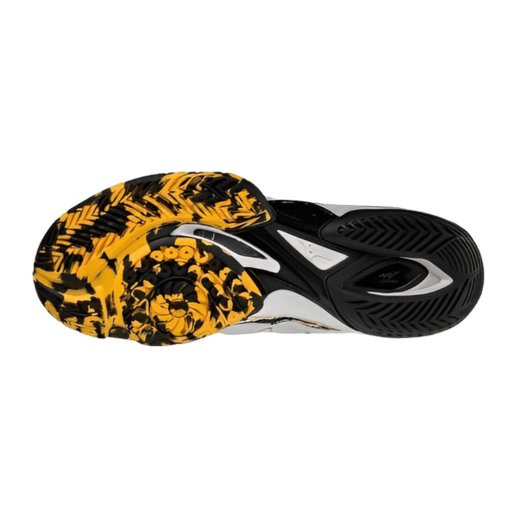 Mizuno Wave Claw Neo II White Black Yellow Angle 2