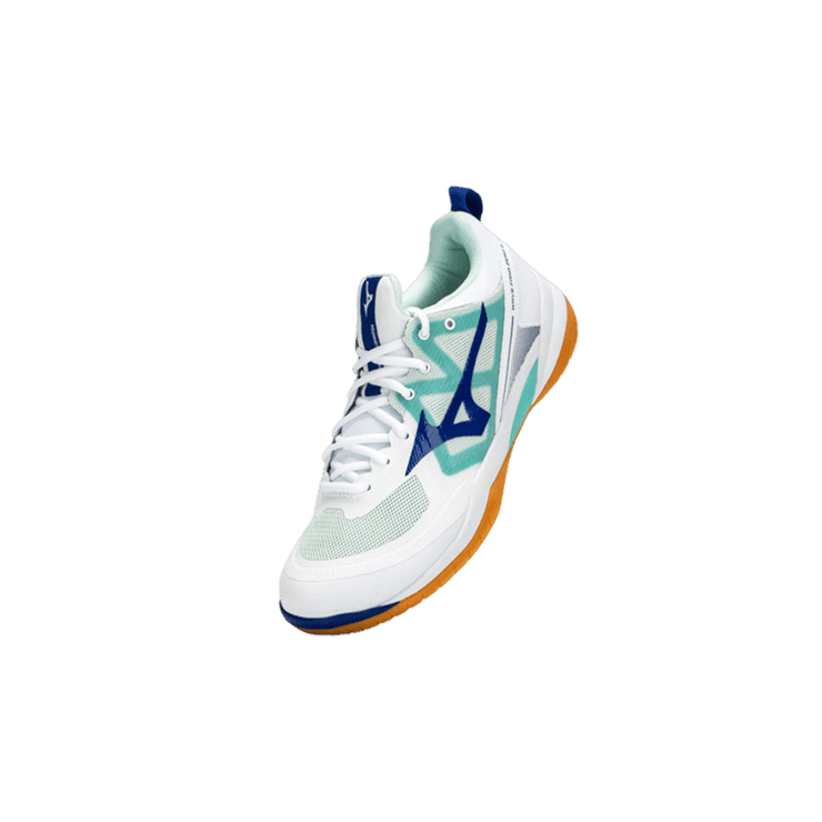 Mizuno Wave Fang Zero White Teal Orange Angle 0