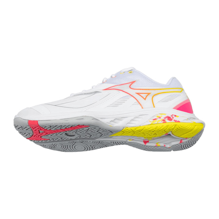 Mizuno Wave Claw Fang 2 White Pink Yellow Angle 1
