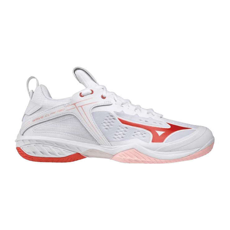 Mizuno Wave Claw Neo White Red Angle 0