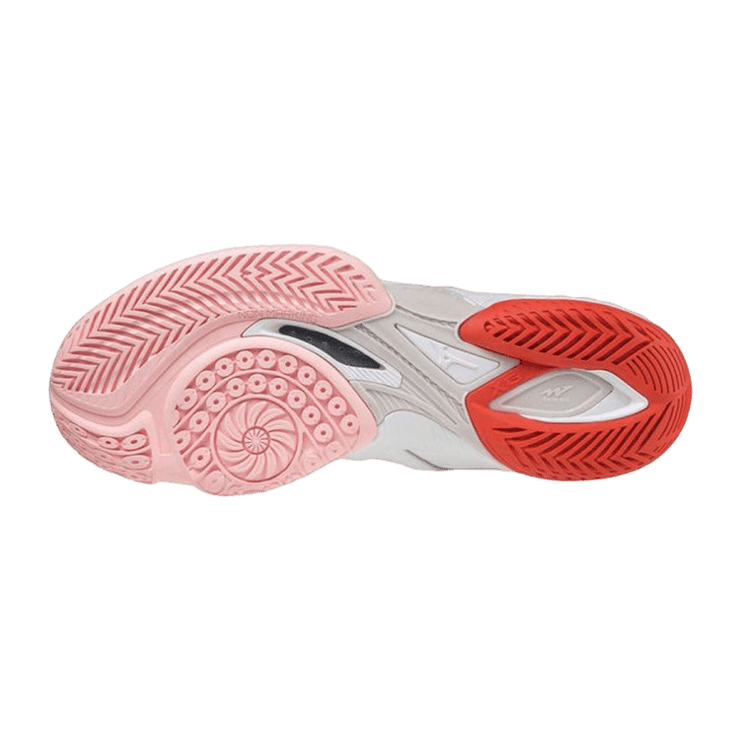 Mizuno Wave Claw Neo White Red Angle 1