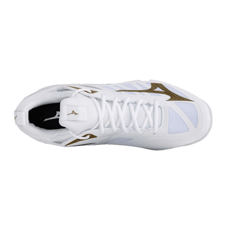 Mizuno Wave Dimension Volleyball White Gold Angle 2
