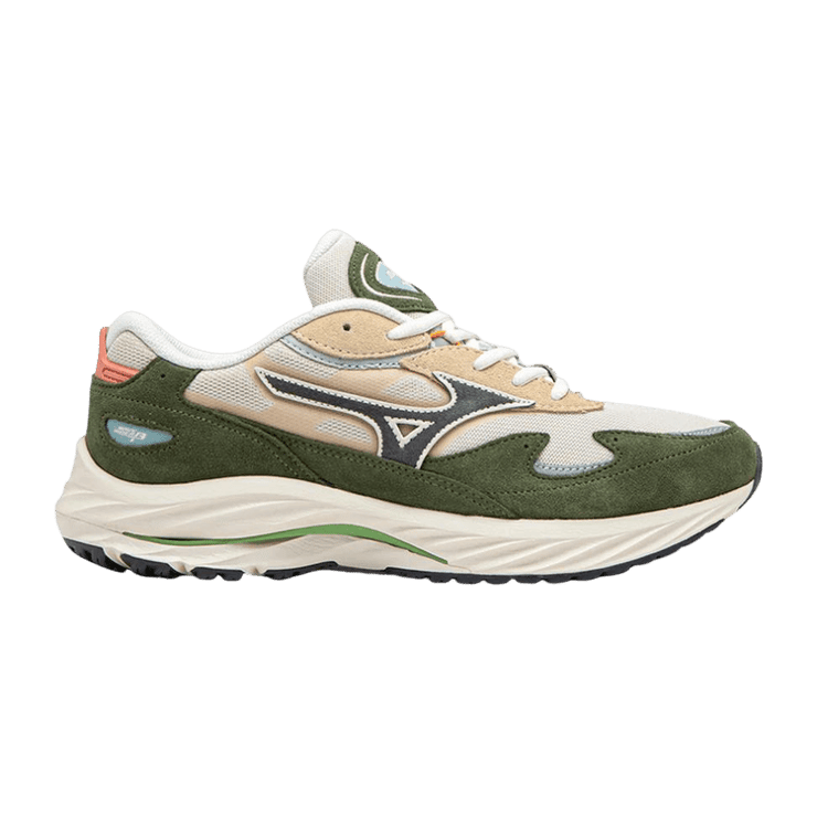 Mizuno Sports Style Wave Rider White Green Angle 0