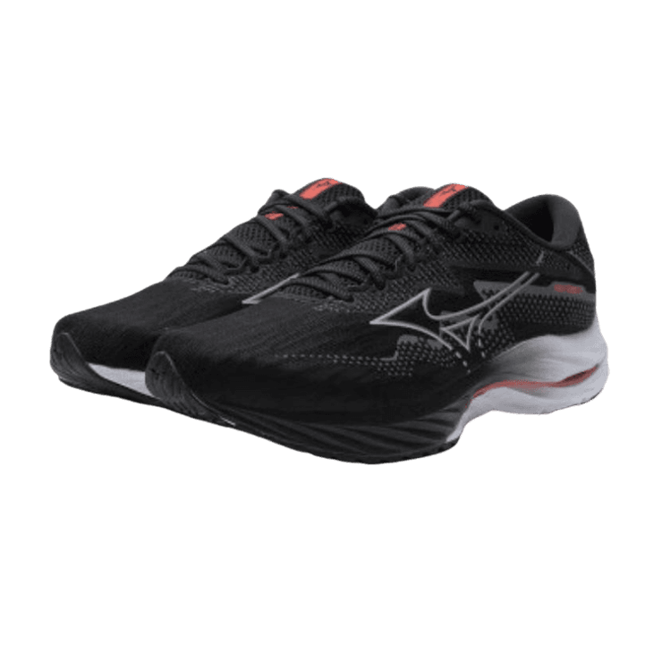 Mizuno Wave Rider 27 Black White Red Angle 0
