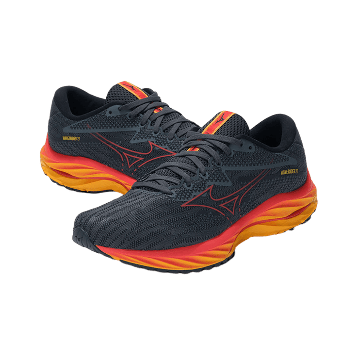 Mizuno Wave Rider 27 Black Orange Angle 1