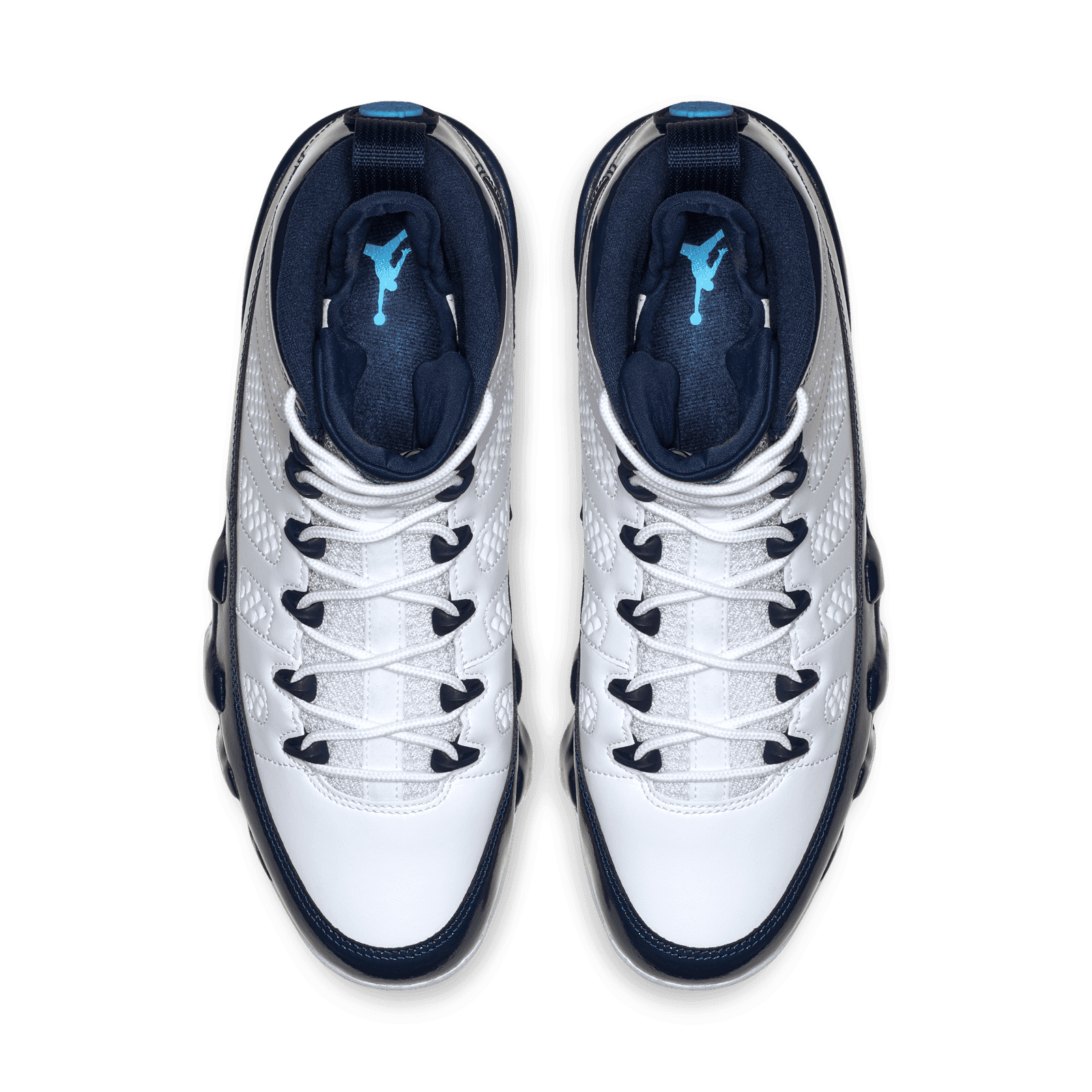 white and navy blue 9s