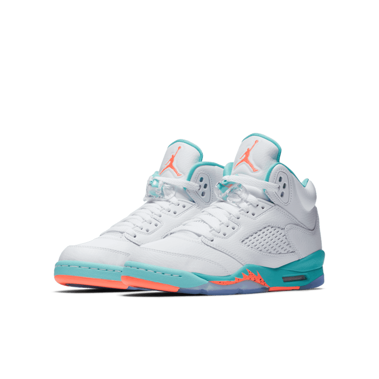 Aqua blue and white jordans top