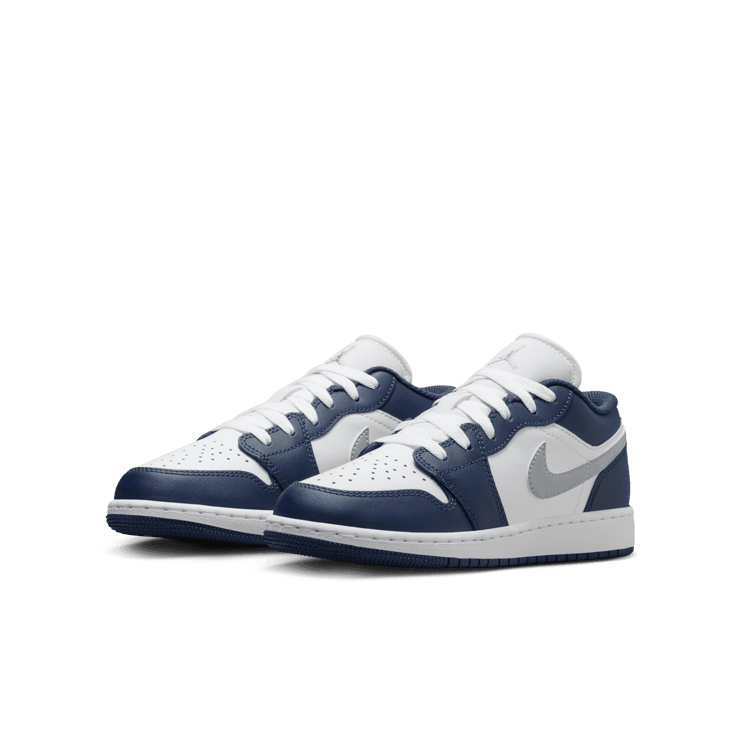 Air Jordan 1 Low  'Midnight Navy Wolf Grey' (GS) Angle 2