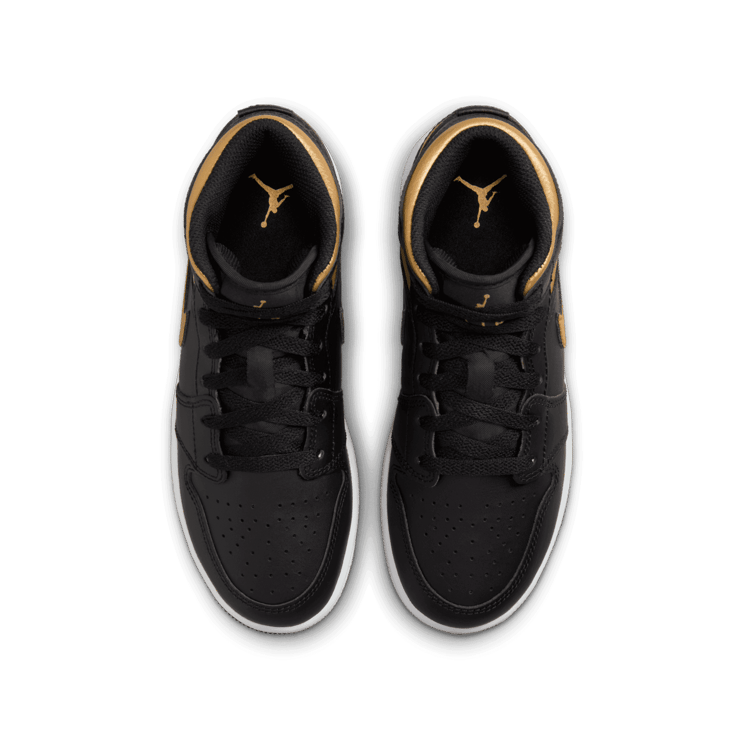 Air Jordan 1 Mid  'Black Metallic Gold' (GS) Angle 1