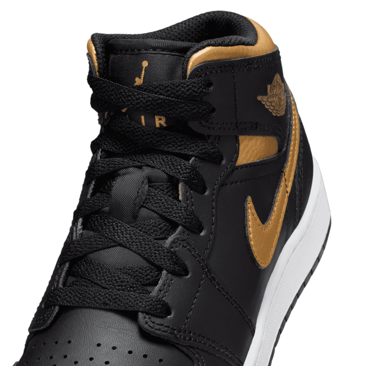 Air Jordan 1 Mid  'Black Metallic Gold' (GS) Angle 4