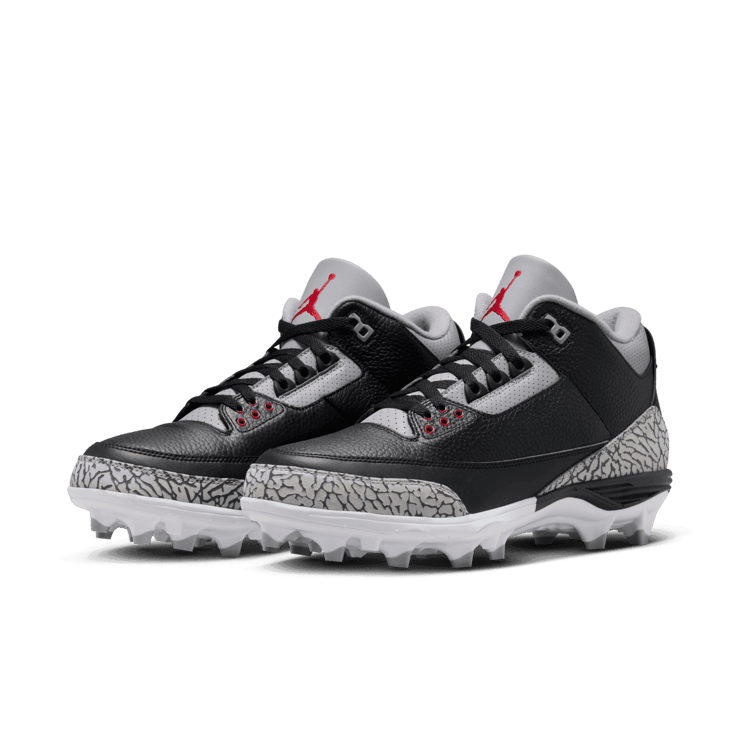 Air Jordan 3 Mid TD Cleat Black Cement Angle 2