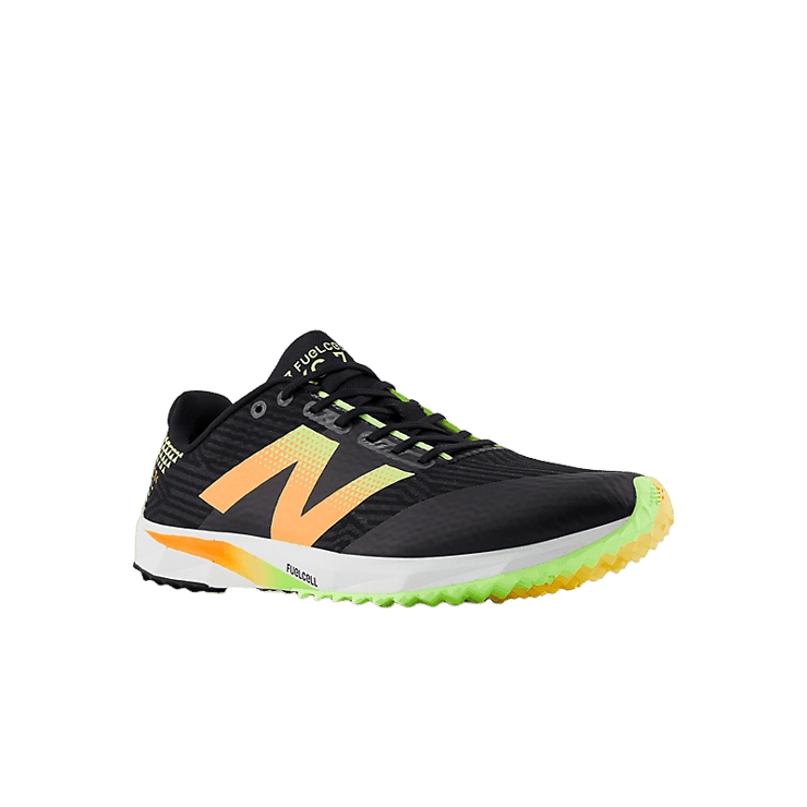 New Balance FuelCell XC7 v5 Black Green Orange Angle 2