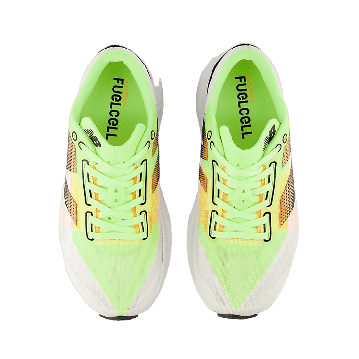 New Balance FuelCell Rebel v4 White Green Orange (W) Angle 1