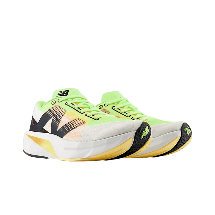 New Balance FuelCell Rebel v4 White Green Orange (W) Angle 2