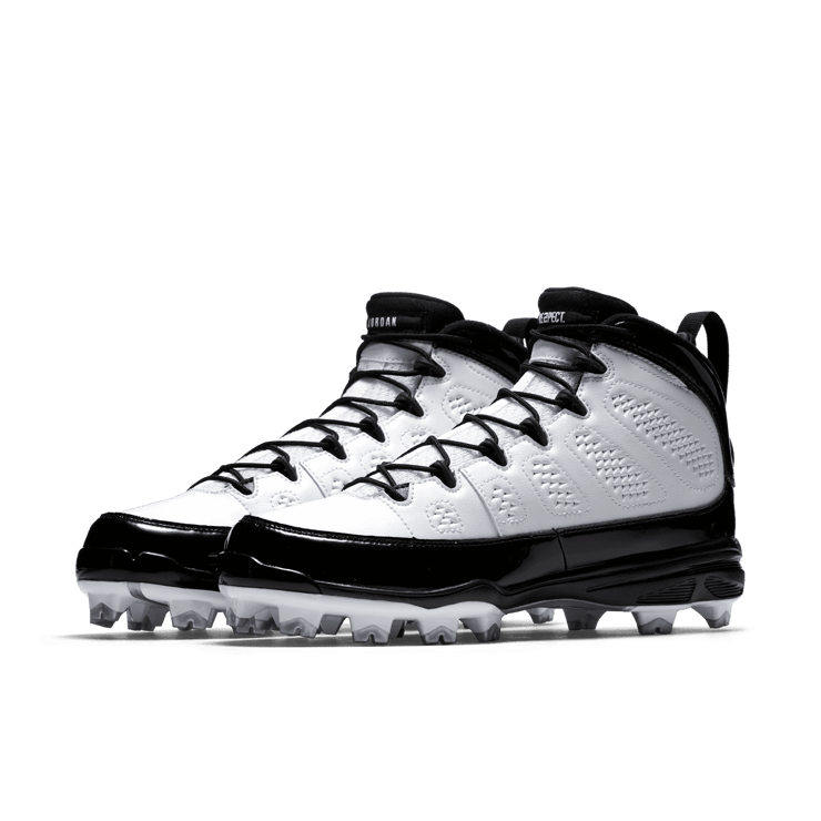 Jordan 9 Retro MCS Cleat RE2PECT White Black Angle 2