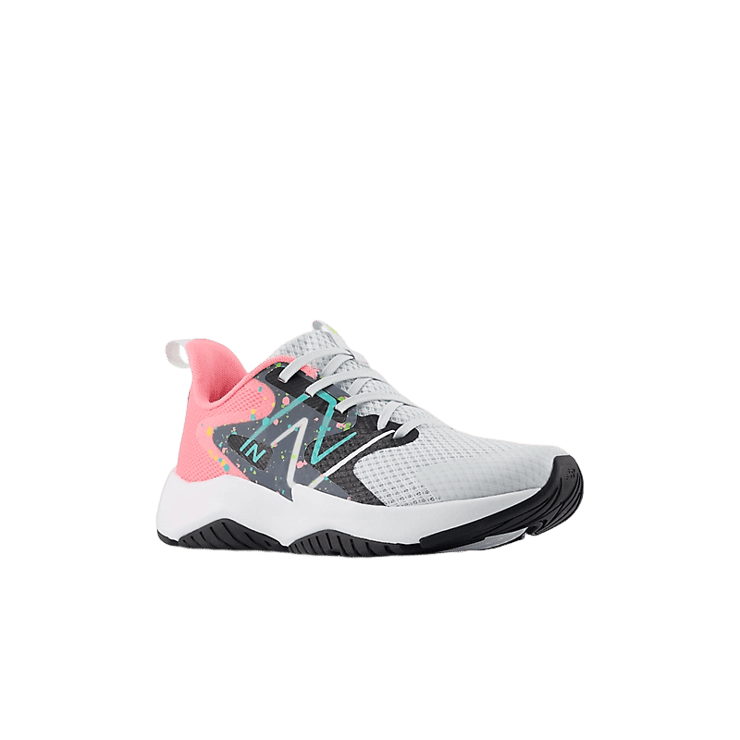 New Balance Rave Run v2 Grey Pink Green (GS) Angle 2