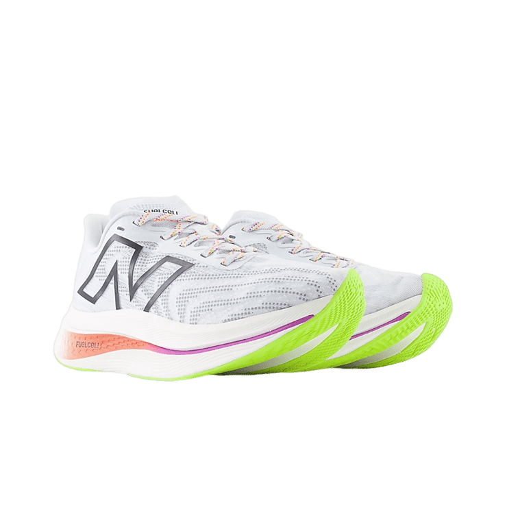 New Balance FuelCell SuperComp Trainer v2 Blue Orange Angle 2